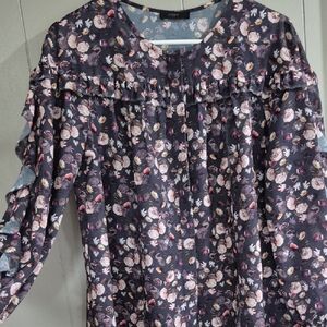 J Crew Womens Petite Floral Blouse Top